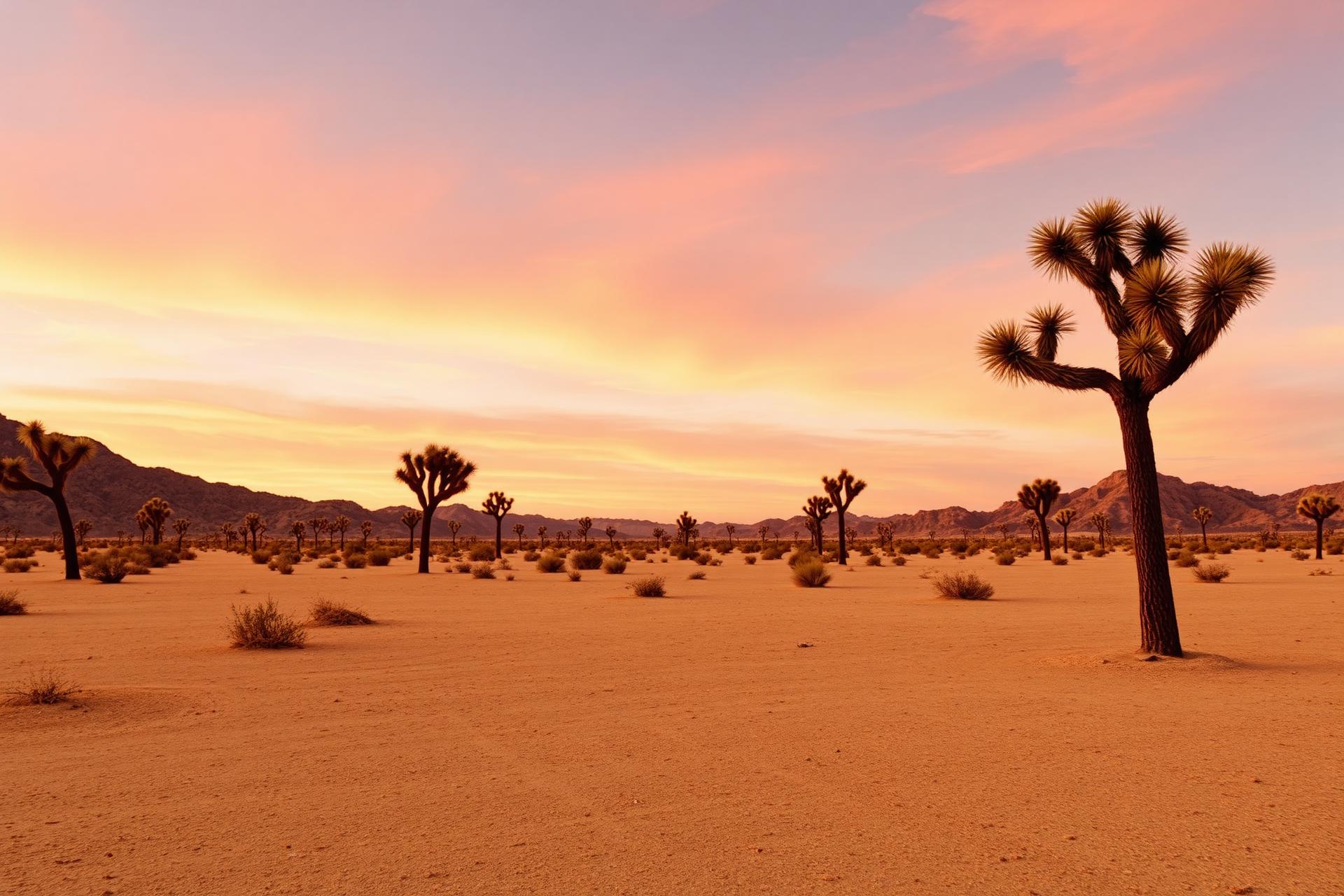 Golden hour over the Joshua Tree desert